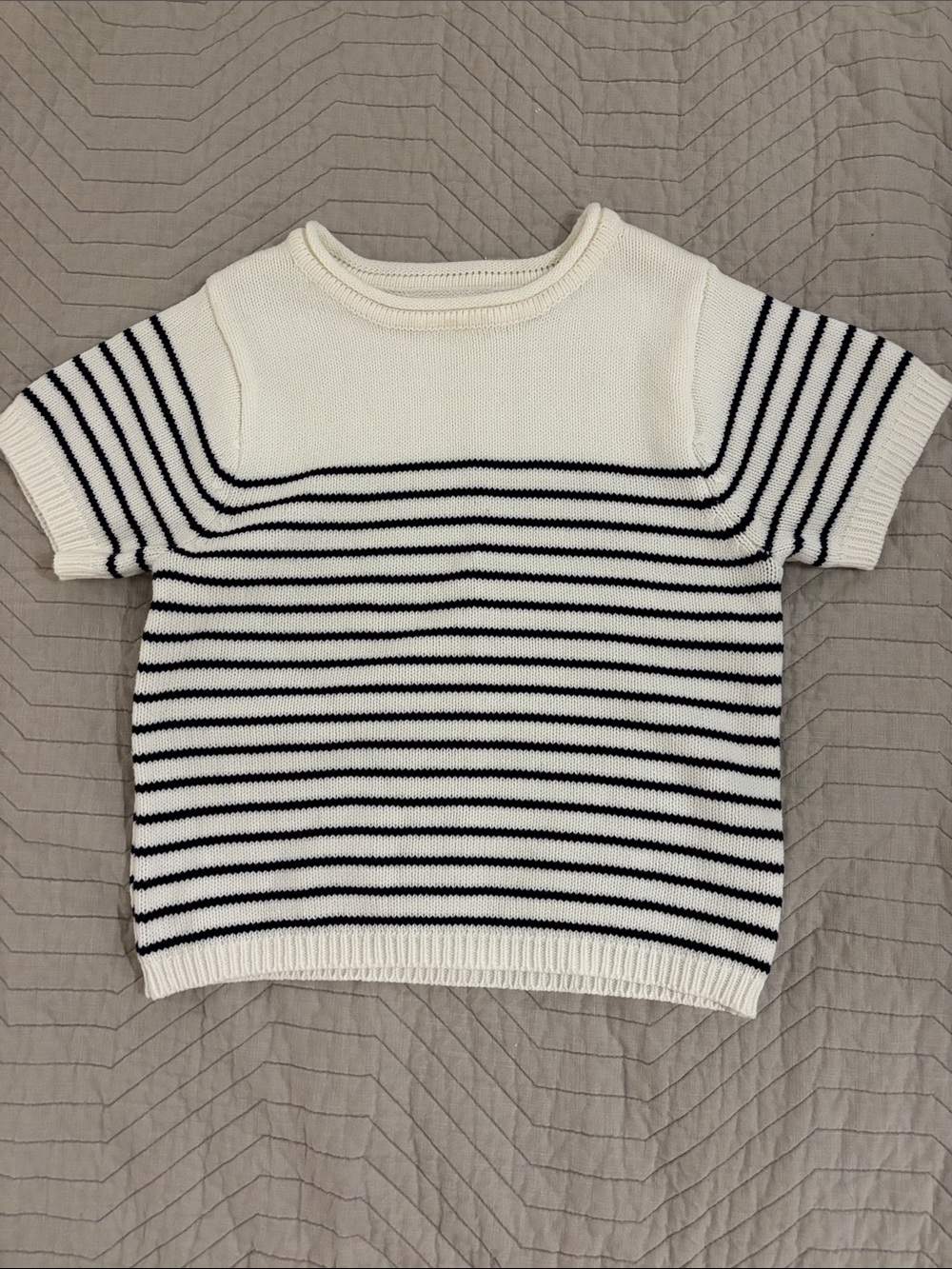 Brandy Melville white and black Striped Knit Tee